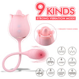 Vibrador femenino, chupador de lengua, estimulación del clítoris de doble cabeza, masturbación oral, masajeador de pecho, juguete sexual para adultos, serie S361 rose